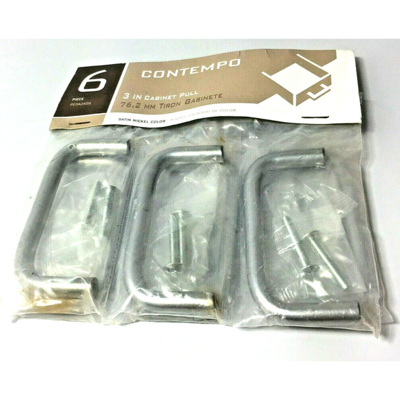 6 Packs Contempo Satin Nickel 3" Cabinet Pull Drawer Handles & Hardware 36 total - Picture 1 of 5